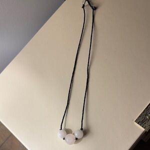 Black Cord Necklace with Rose Quartz